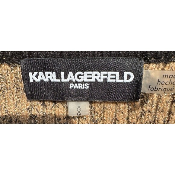 Karl Lagerfeld Paris Cardigan Women Large Mellatic Gold and Black Cardigan NWT - Picture 4 of 11